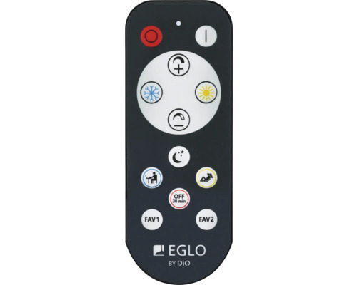 Telecomandă pentru corpuri de iluminat cu diferite moduri de iluminare și logo EGLO