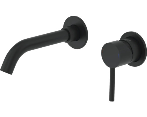 Baterie neagră de lavoar montată pe perete