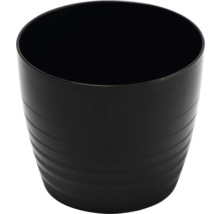 Ghiveci negru din plastic cu exterior canelat