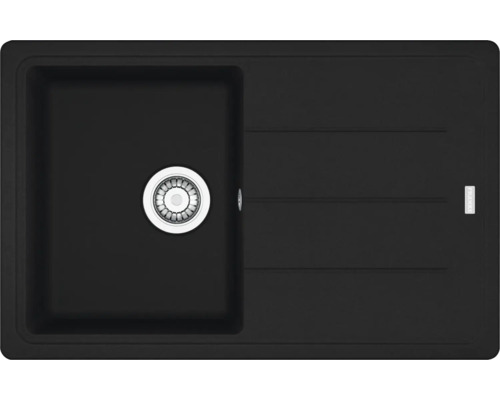 Chiuvetă de bucătărie neagră din granit cu zonă de scurgere