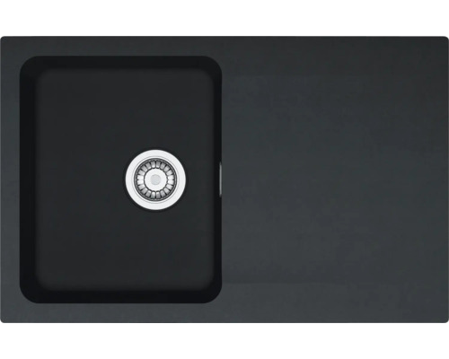 Chiuvetă din material compozit cu o cuvă și zonă de scurgere