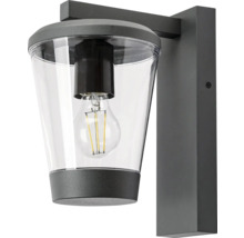Lumină de perete exterioară gri cu abajur transparent și bec