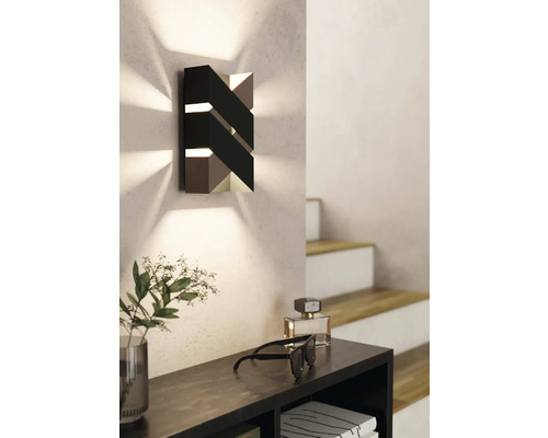 Aplică perete interior cu LED integrat Gurare 2x2,5W 360 lumeni, maro/negru Lumină decorativă de perete de interior cu design geometric