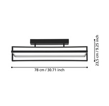 Dimensiunile unei lămpi de plafon: 78 cm lățime și 23,5 cm înălțime.
