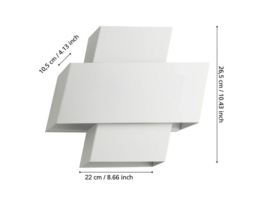Lumină de perete albă cu dimensiuni
