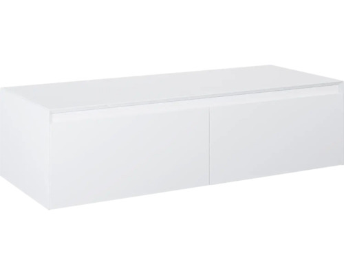 Dulap bază lavoar baie suspendat Jungborn DECEM 120x45,8 cm MDF alb mat 2 sertare Dulap alb sub lavoar cu două uși