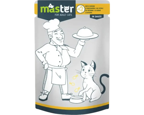 Hrană umedă pentru pisici Master Adult cu pui în sos 80 g