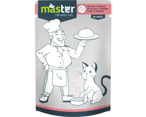 Hrană umedă pentru pisici Master Adult cu vițel în sos 80 g