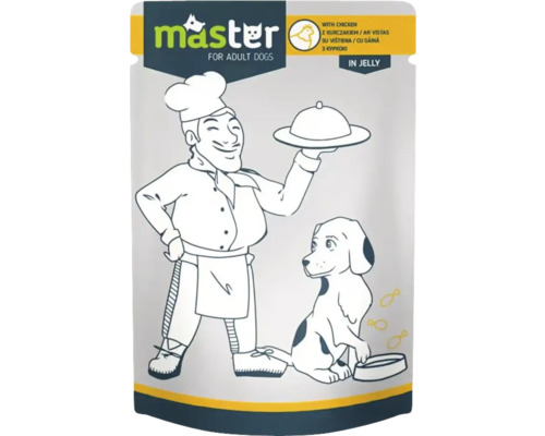 Hrană umedă pentru câini Master Adult cu pui în jeleu 80 g