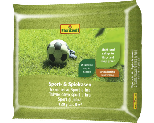 Semințe gazon sport și joacă FloraSelf 120 g 5 m² Pachet FloraSelf Sport și Gazon de Joacă cu minge de fotbal