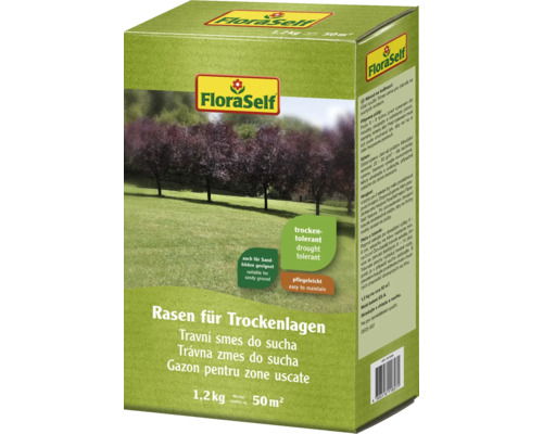 Semințe gazon pentru terenuri aride FloraSelf 1,2 kg 50 m² FloraSelf semințe de gazon pentru zone uscate, 1,2 kg