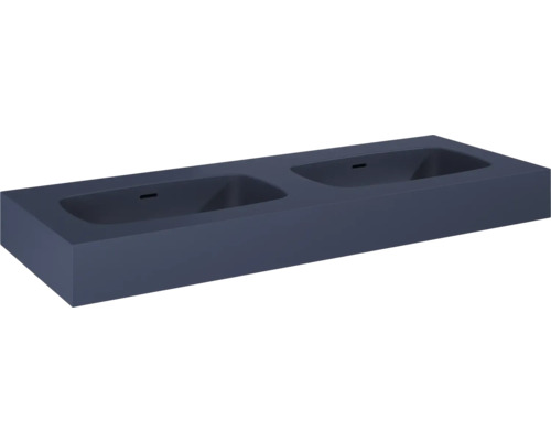Lavoar dublu marmură Jungborn DECEM 121x46 cm, 2 cuve, albastru navy mat Chiuvetă dublă pentru baie