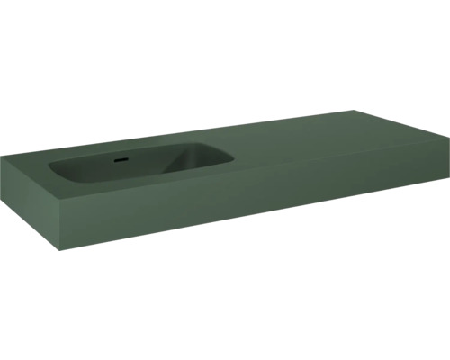 Lavoar suspendat Jungborn DECEM 121x46 cm verde mat, cuvă pe stânga