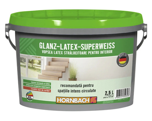 Vopsea pe bază de latex Glanzlatex Superweiss 2,5 l