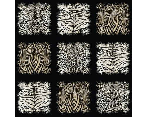 Tapet vinil tip panel 19106 Roberto Cavalli 3x3 m Model cu motive de leopard, tigru și zebră