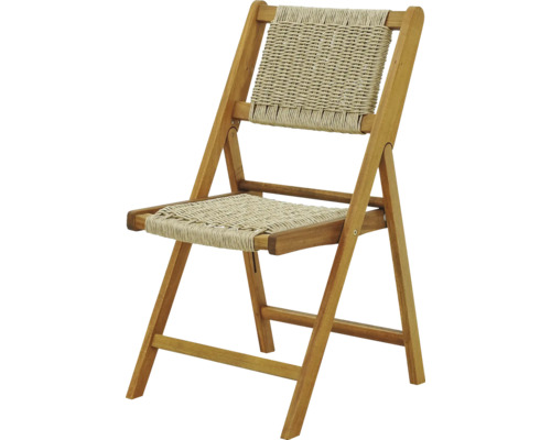 Scaun pliabil din lemn cu șezut și spătar împletite