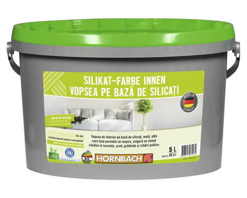 Vopsea interior pe bază de silicați Hornbach albă 5 l Recipient vopsea de interior pe bază de silicat