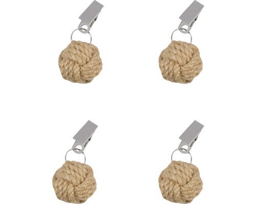 Set 4 greutăți pentru fața de masă Peyer Syntex, model ghem sfoară Patru suporturi de șervețele cu nod de funie și clemă