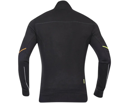 Vedere din spate a unei jachete de lucru neagră cu fermoar