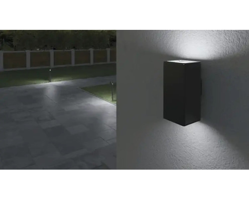 Exterior cu aplică de perete și lumini de cale