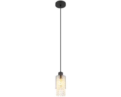 Lumină suspendată cu sticlă transparentă și elemente decorative
