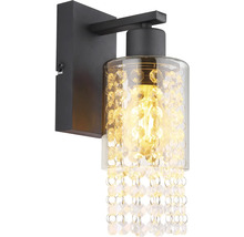 Lumină de perete cu corp de sticlă și mărgele decorative pentru interior