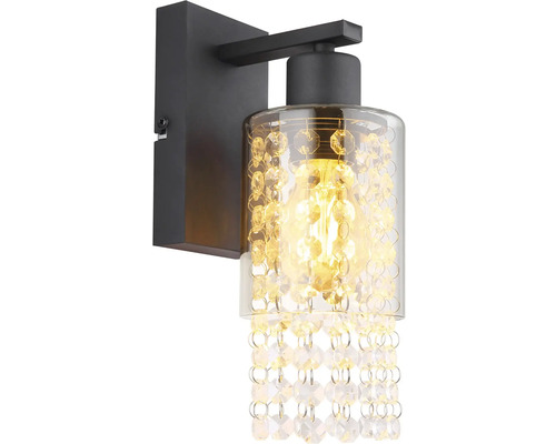 Lumină de perete cu corp de sticlă și mărgele decorative pentru interior