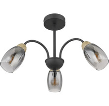 Lumină de plafon cu trei lămpi, metal și sticlă