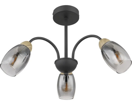 Lumină de plafon cu trei lămpi, metal și sticlă