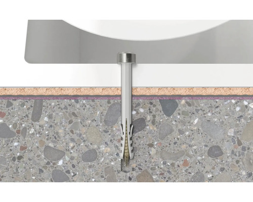 Fixarea unui obiect cu un diblu în podea