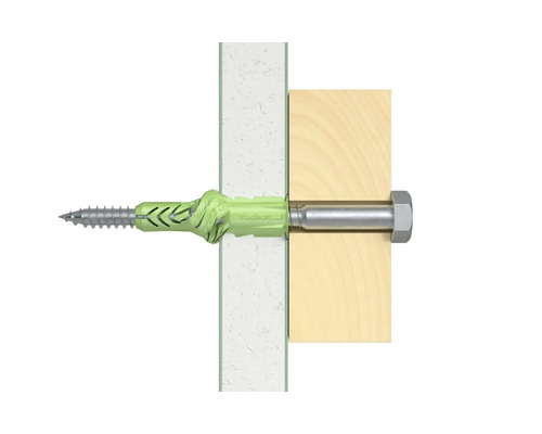 Fixare cu diblu, șurub și lemn