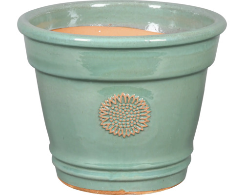Ghiveci cu model floarea-soarelui Lafiora Ø 36 cm H 29 cm ceramică verde