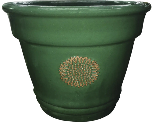 Ghiveci cu model floarea-soarelui Lafiora Ø 36 cm H 29 cm ceramică verde