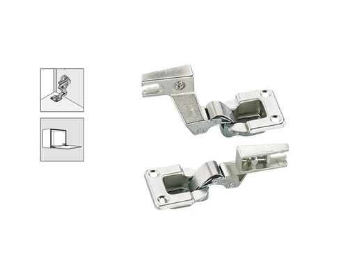 Două balamale pentru mobilă pentru montaj pe colț