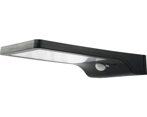 Lampă solară LED neagră cu senzor de mișcare pentru montare pe perete