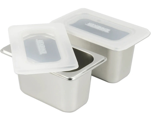 Două recipiente din oțel inoxidabil cu capace potrivite