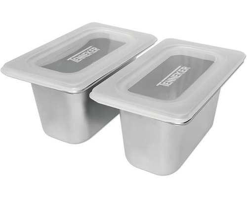 Două recipiente din oțel inoxidabil cu capac