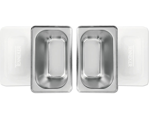 Două vase din oțel inoxidabil cu capac