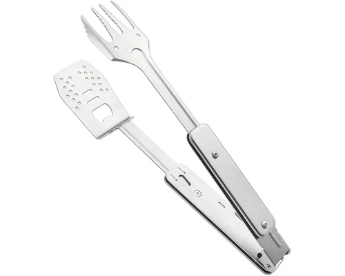 Clește grătar metalic cu furculiță și spatulă
