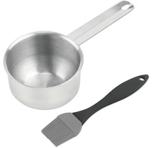 Oală din aluminiu cu mâner și pensulă din silicon