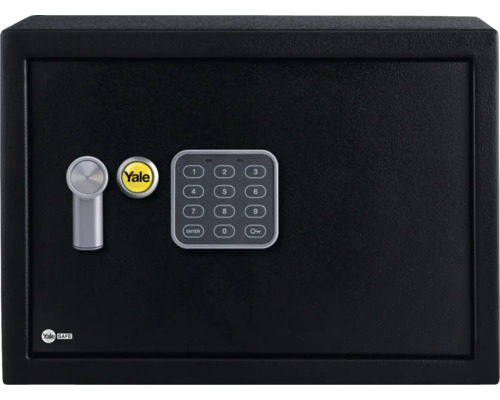 Seif negru cu încuietoare digitală cu cifru și încuietoare cu cilindru