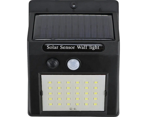 Lampă solară cu LED Flink 120 lumeni 6500K, senzor de mișcare, plastic negru Lampă de perete cu senzor solar
