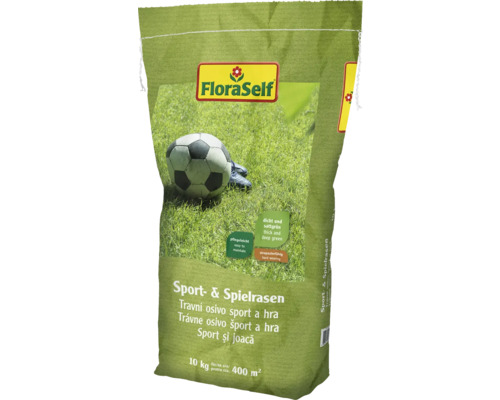 Semințe gazon sport și joacă FloraSelf 10 kg 400 m² Sac cu gazon pentru sport și joacă, cu minge de fotbal și gazon