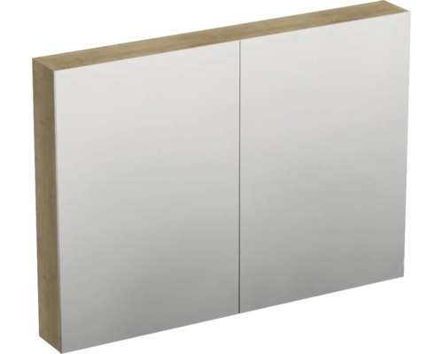 Dulap baie cu oglindă Jungborn TRENTA 100x72 cm PAL stejar Halifax 2 uşi Dulap cu oglindă cu două uși pentru baie