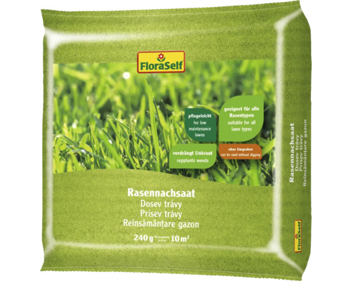 Semințe gazon reînsămânțare FloraSelf 240 g 10 m² Semințe de gazon FloraSelf, 240 grame pentru 10 metri pătrați
