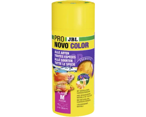 Hrană pești acvariu JBL ProNovo Color Flakes M 250 ml JBL Novo Color hrană pentru pești pentru toate speciile, fulgi M
