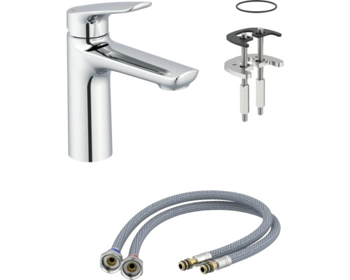 Baterie lavoar cu accesorii de montaj și furtunuri flexibile de conectare