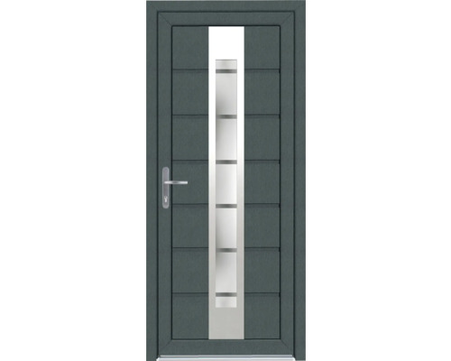 Ușă exterior termopan KT48 quartz gri 88x205 cm stânga Ușă de intrare cu inserție de sticlă