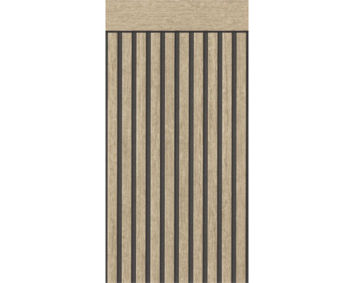 Bordură decorativă 39744-1 Wood panel maro deschis 5 m x 106 cm Panou din lemn cu lamele verticale pentru placare pereți