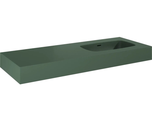 Lavoar suspendat Jungborn DECEM 121x46 cm verde mat, cuvă pe dreapta